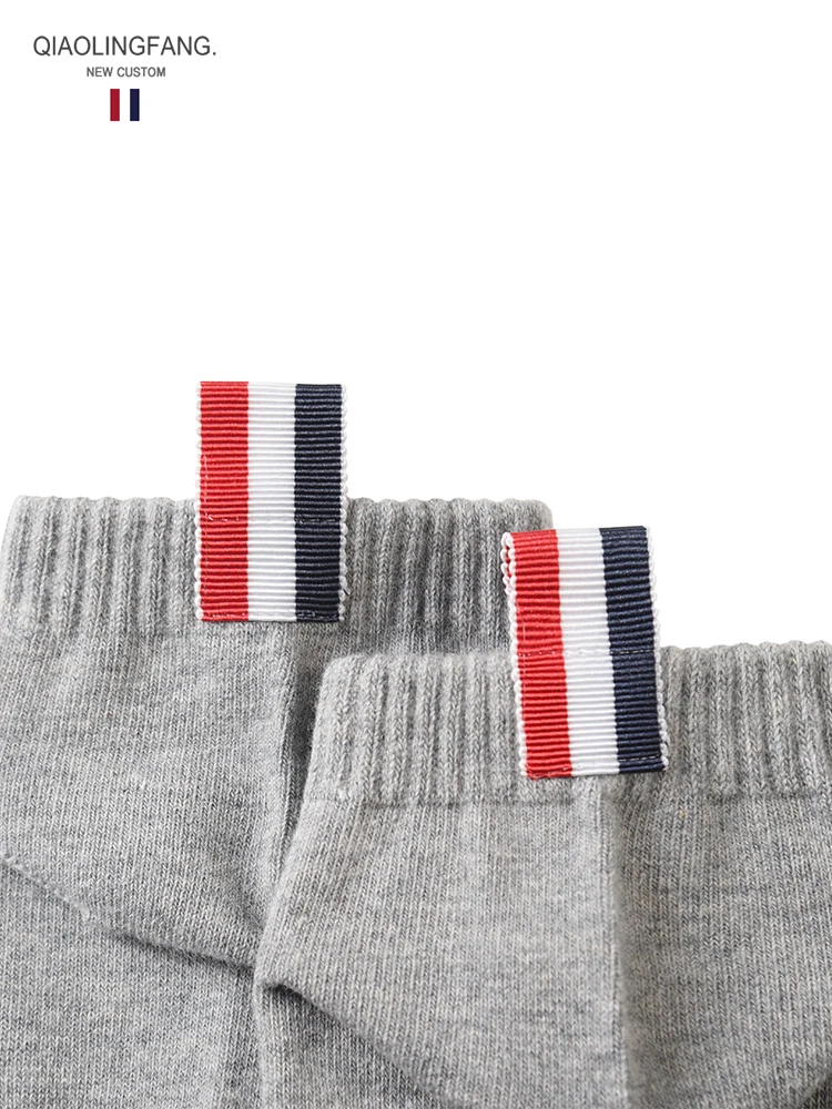 TB short socks gift box men and women couple boat socks pure cotton sports four bars shallow mouth socks short socks 6 pairs