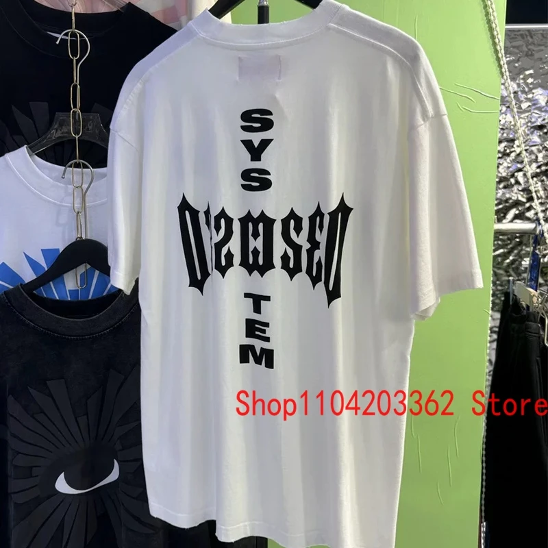 Лето 2024 свободная белая футболка 032c с короткими рукавами и английским буквенным