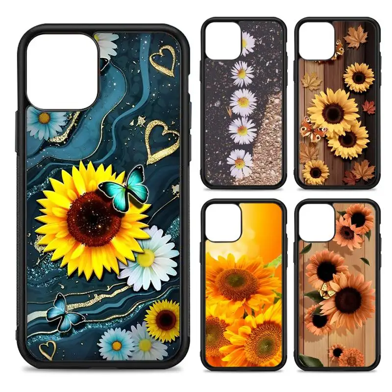 

Yellow Sunflower Phone Case Silicone PC+TPU Case For iPhone 14 11 12 13 Pro Max 8 7 6 Plus X XR Hard Fundas