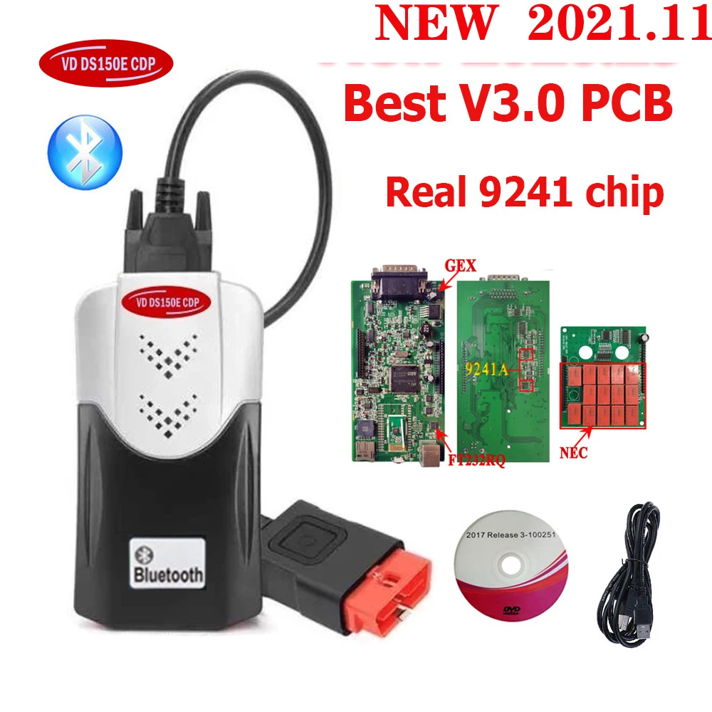 2023 лучший V3.0 PCB 2021 11 генератор ключей новый VCI Vd Ds150e Cdp Bluetooth OBD2 сканер для delicht