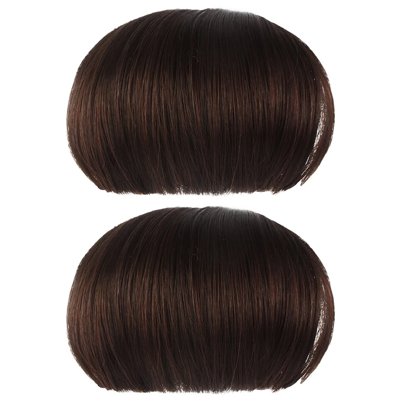

2X прямые челки, гладкие удлинители, парик с бахромой (темно-коричневый)