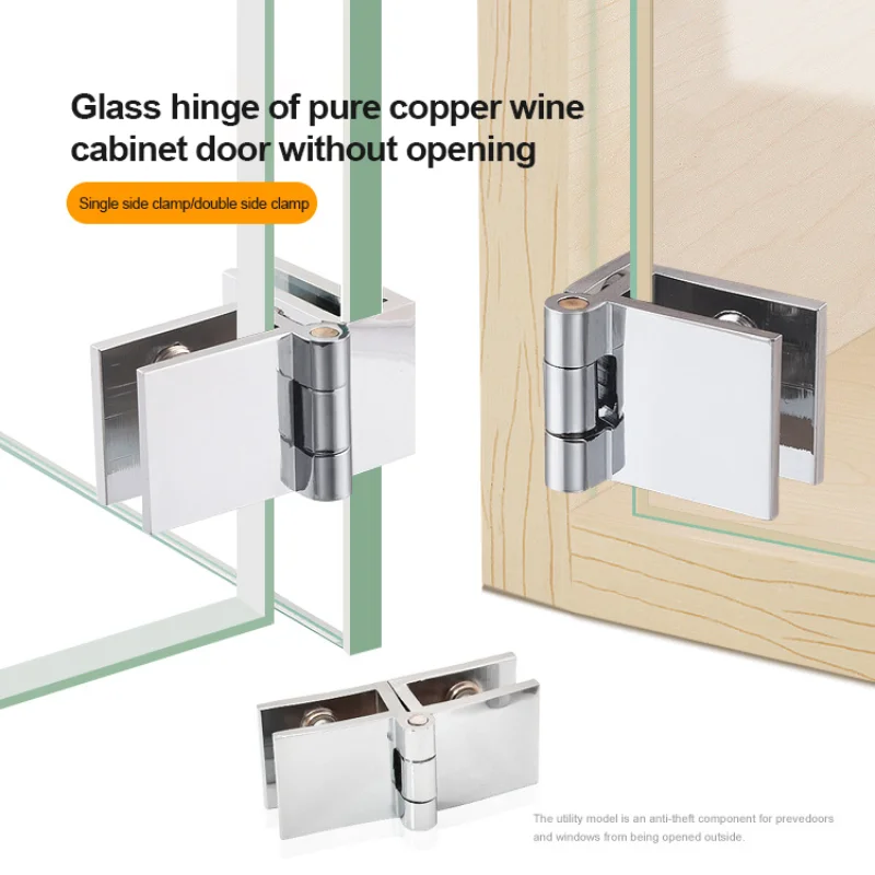 

4PCS 90 180 Degree Bilateral Clip Home Install Glass Clamp Zinc Practical Durable Cabinet Door Hinge Bathroom Furniture Cupboard
