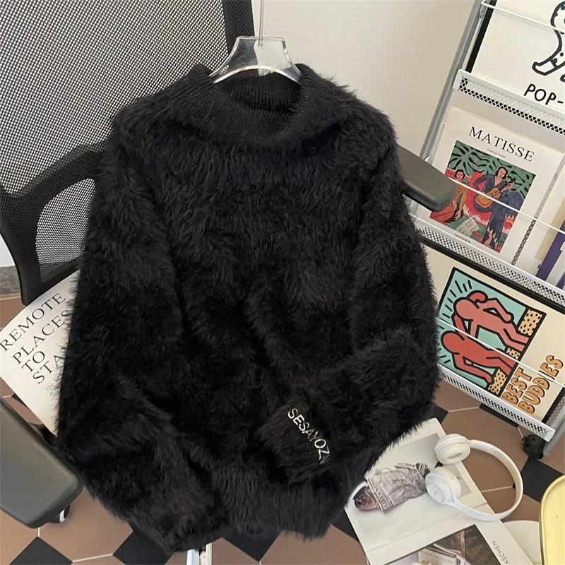 Осенне-зимний вязаный свитер-поло/черепаха мужской повседневный свободный крой