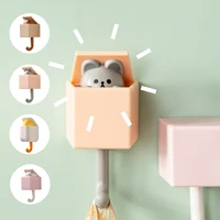2021 new creative cat hook cute seamless dormitory bedroom door hangers hooks key umbrella towel cap coat rack wall decoration