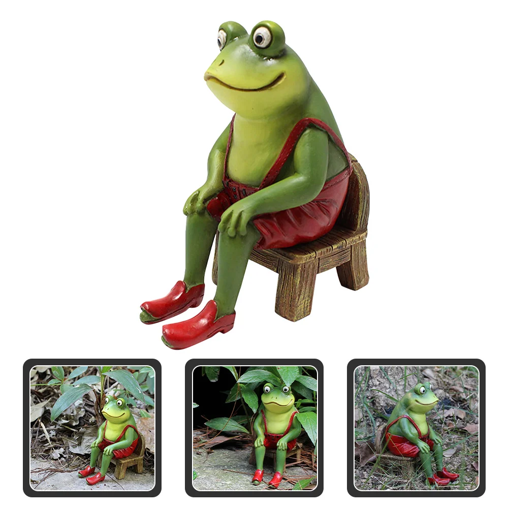 

Frog Garden Resin Ornament Figurine Decoration Frogs Animal Sculpture Statue Pond Sitting Figurines Decor Shape Yard