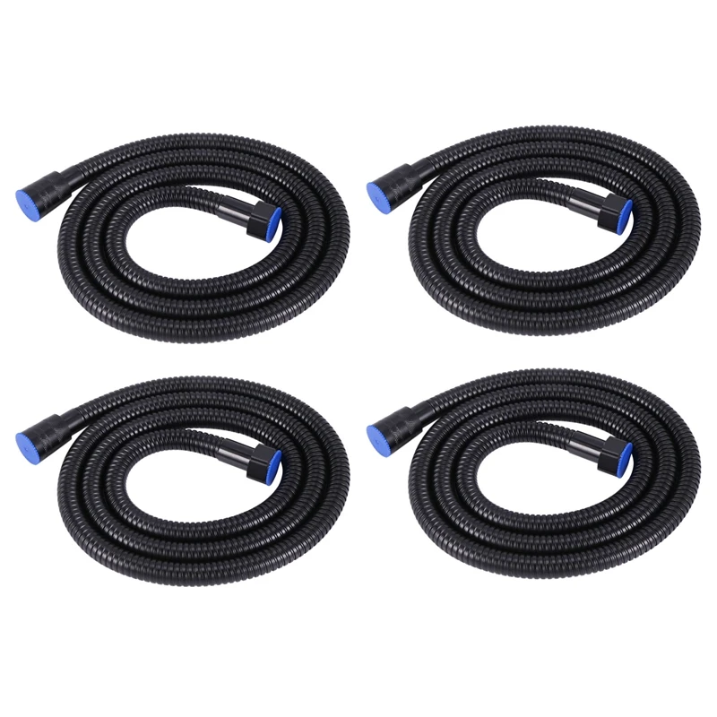 

4X Black Shower Hose 150Cm Stainless Steel Shower Tube Flexible Gold Bathroom Hose Plumbing Glossy