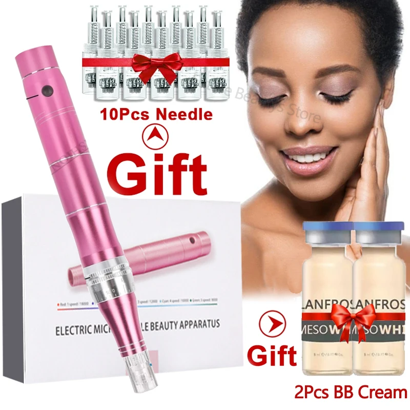 

Electric Wireless Derma Pen Ultima Dermapen Professional Micro Needling Mesotherapy with 10pcs Cartridges Facial Skin Care Kit