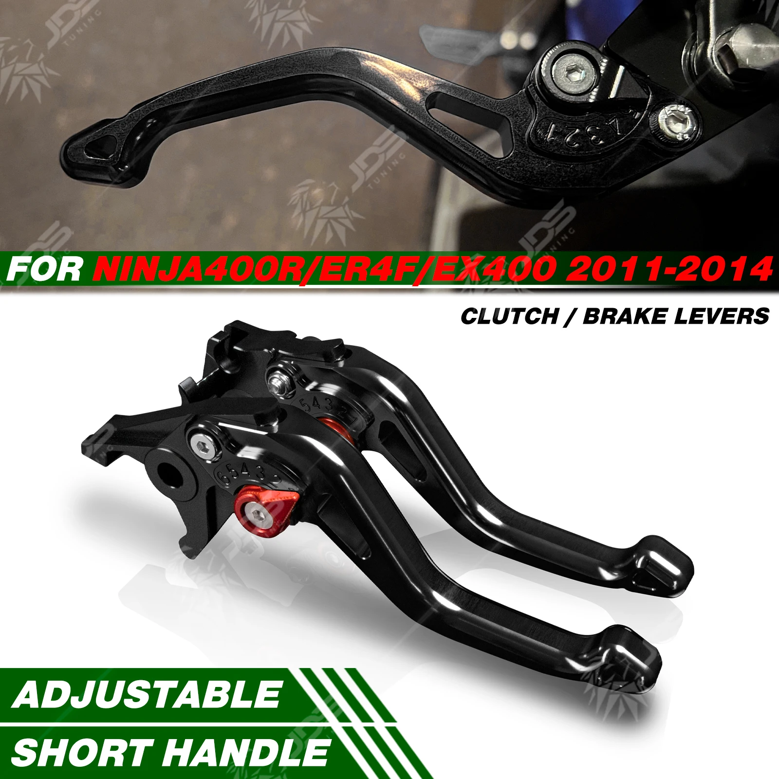 Фото Для Kawasaki NINJA400R/ER4F/EX400 2011-2014 гг. Комплект коротких регулируемых тормозных рычагов с тремя пальцами. №1