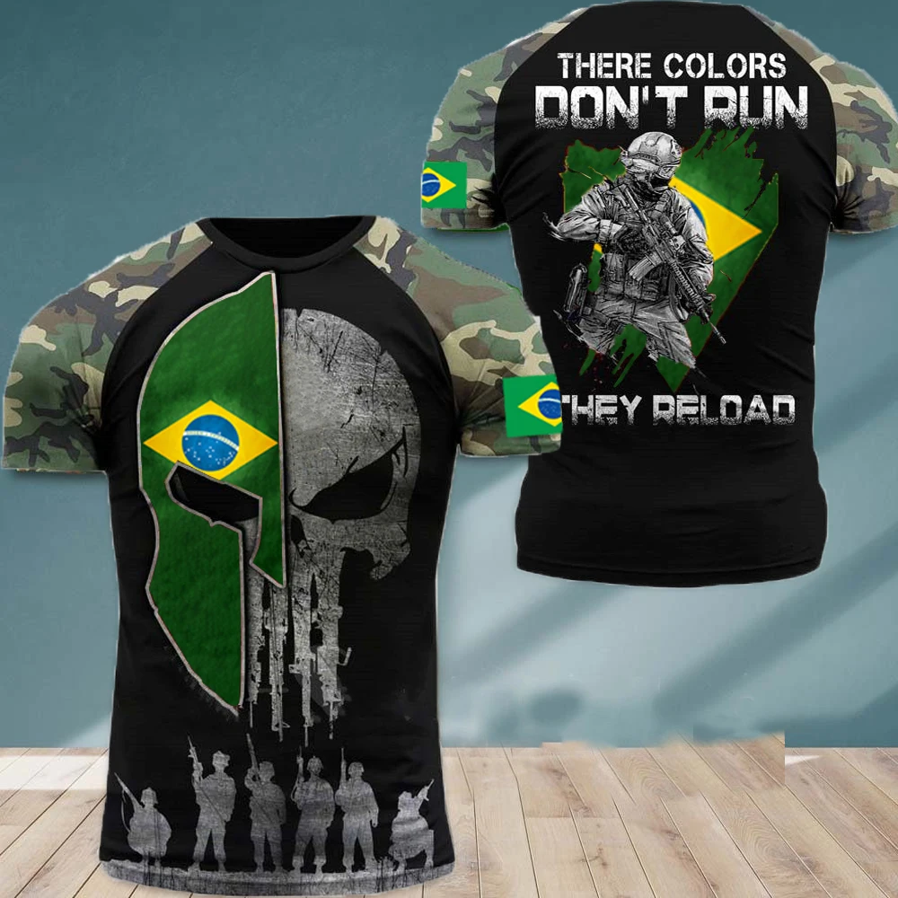 

Summer Men's T-Shirts Brazil Flag Graphic 3D Tee Tops Short Sleeve Men's Print T Shirt 2023 O Neck Casual Oversized Male Clothes