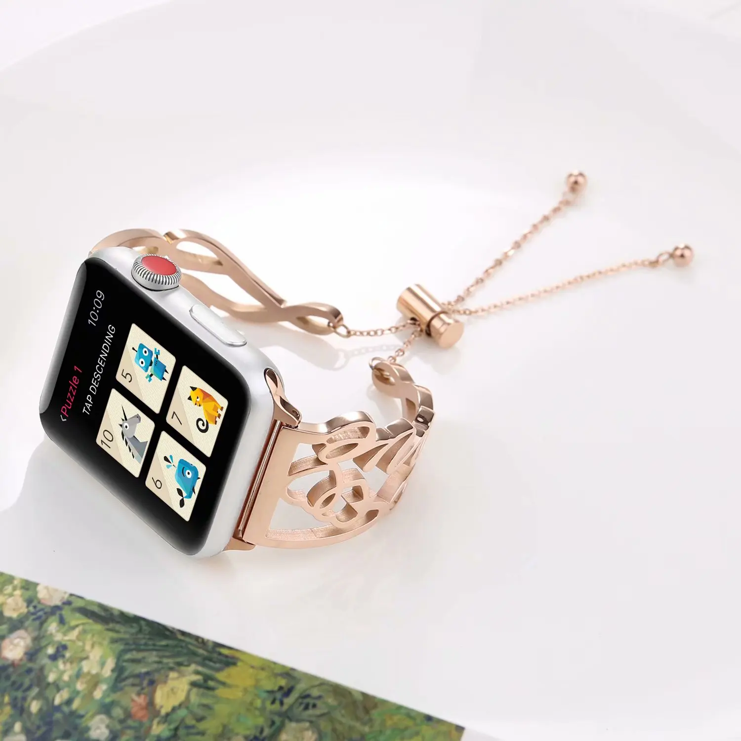 Strap for Apple Watch bracelet Love hollowed out Stainless Steel band for 49mm45mm44mm42mm41mm40mm38mm steel strap for Iwatch