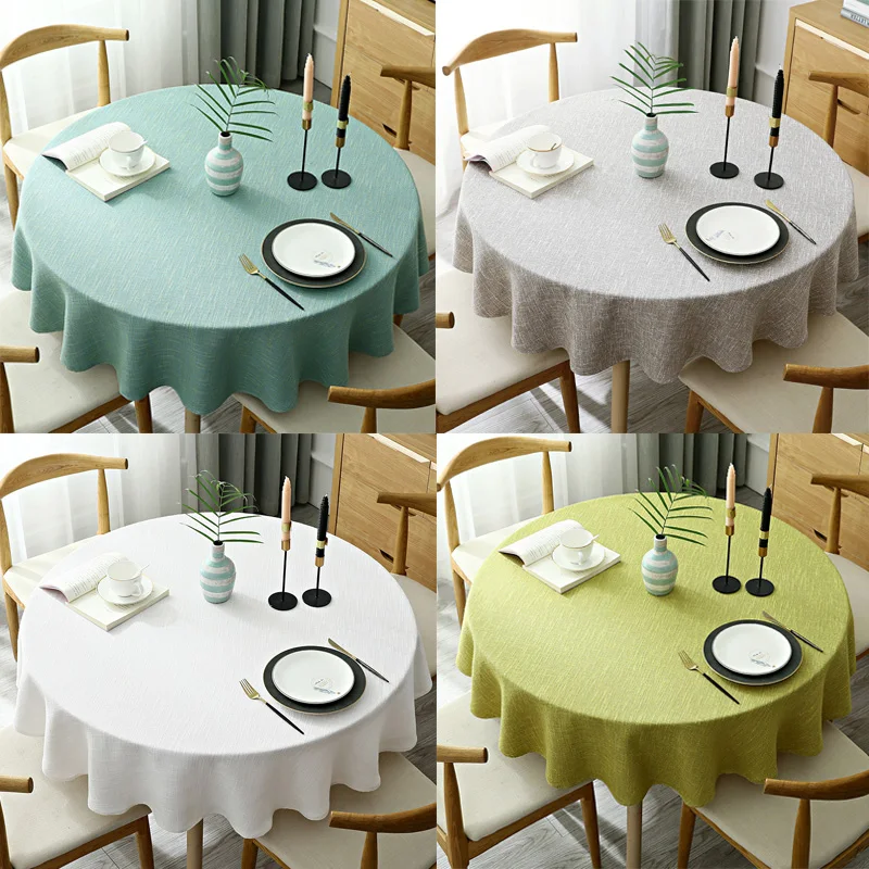 

Large Circular Tablecloths, Solid Colored Cotton and Linen Tablecloths for Dining Tables
