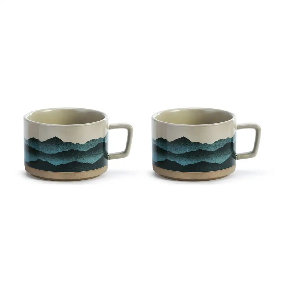 

Mountain Blue Ombre 16 ounce Ceramic Stoneware Soup Mugs Set of 2 Free shipping