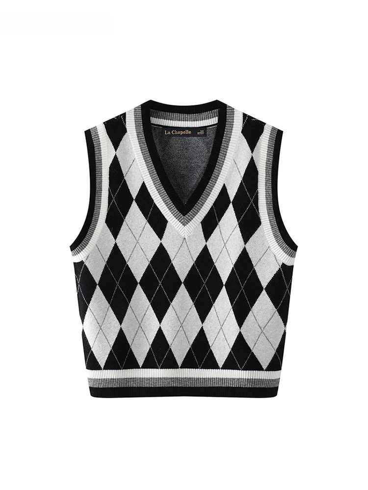 Женский трикотажный жилет в стиле ретро Ла-ШАПЕЛЬ весенний для колледжа