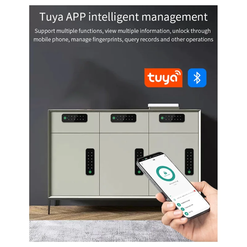 Фото 3CGRO-Tuya Bluetooth умный деревянный шкаф с отпечатками пальцев электронный замок приложение дистанционное управление для мебельного ящика шкафчика №2