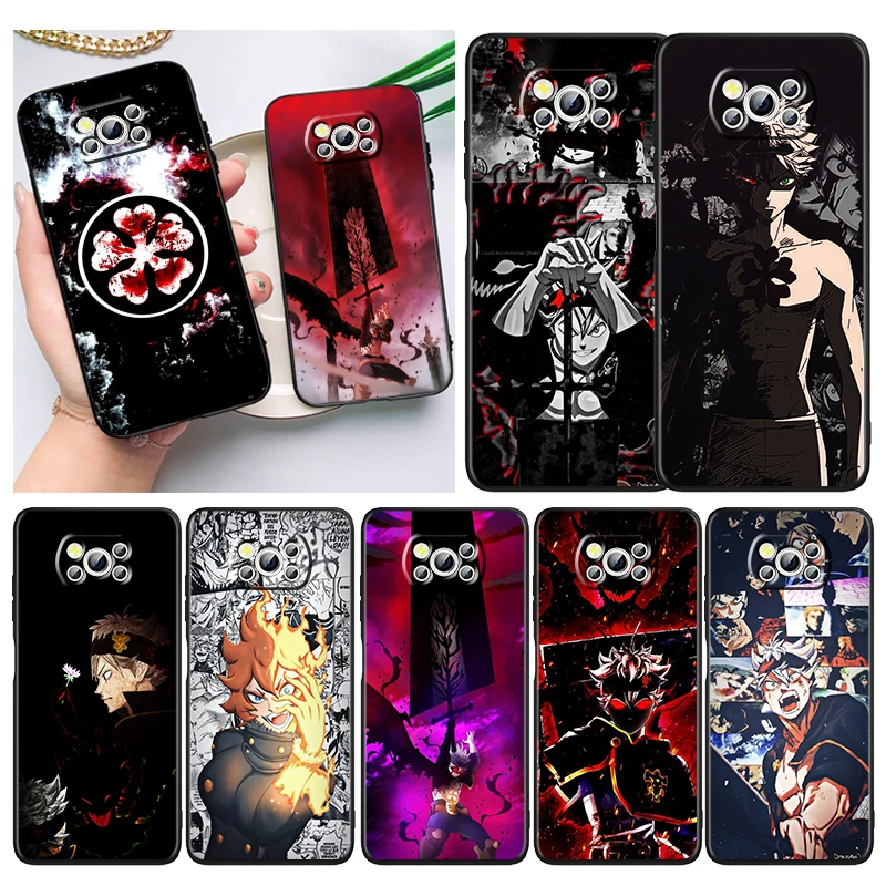 

Hot Anime Black Clover Phone Case For Xiaomi Mi Poco X5 X4 X3 NFC F4 F3 GT M5 M5s M4 M3 Pro C50 C40 5G Cover Black Funda