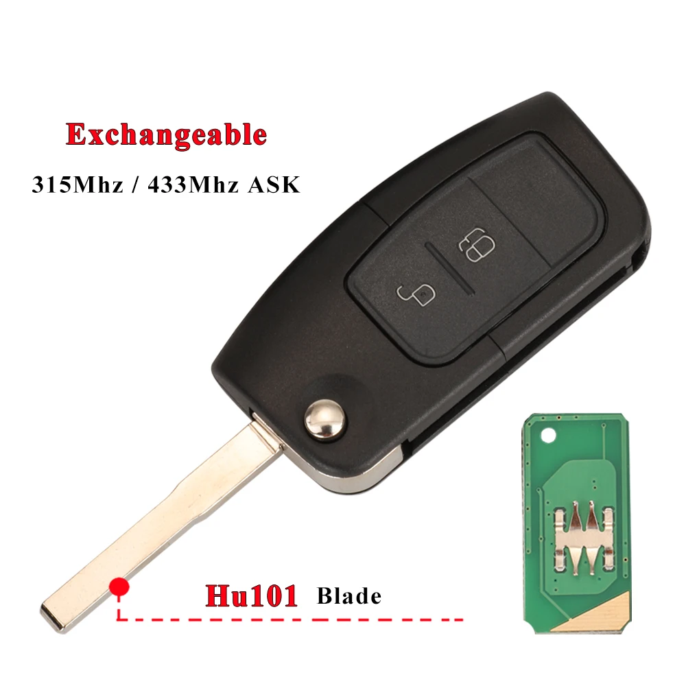 

3 кнопки дистанционного управления jingyuqin, 433/315 МГц 4D63 4D60 для Ford Focus Mondeo Galaxy Fiesta C Max S Max FO21, откидной складной ключ