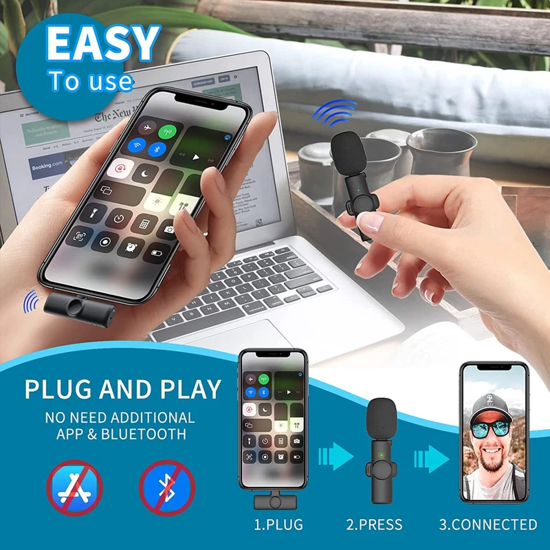 Беспроводной лацкановый микрофон для iPhone Huawei мобильный сотовый телефон
