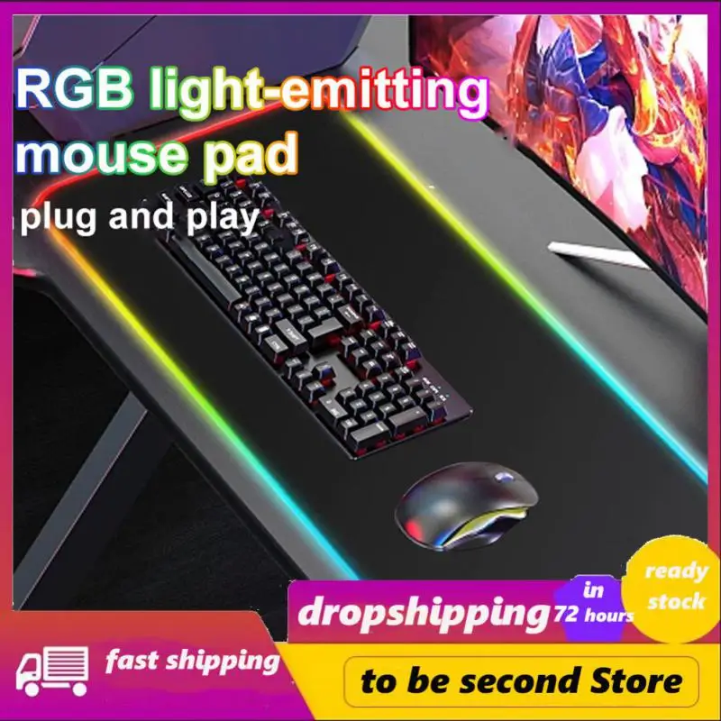 

Birthday Present Led Light Mousepad Thickened Rubber E-sports Keyboard Pad Rgb Luminous Deskpad Protector For Gamers Table Pad