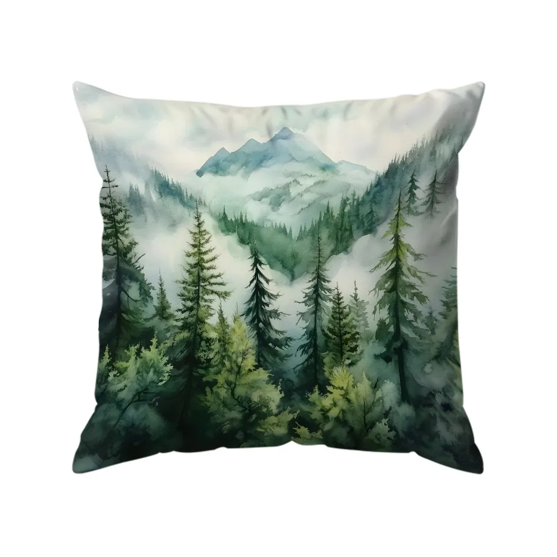 

Наволочка туманный лес и горный узор полиэстер велюр