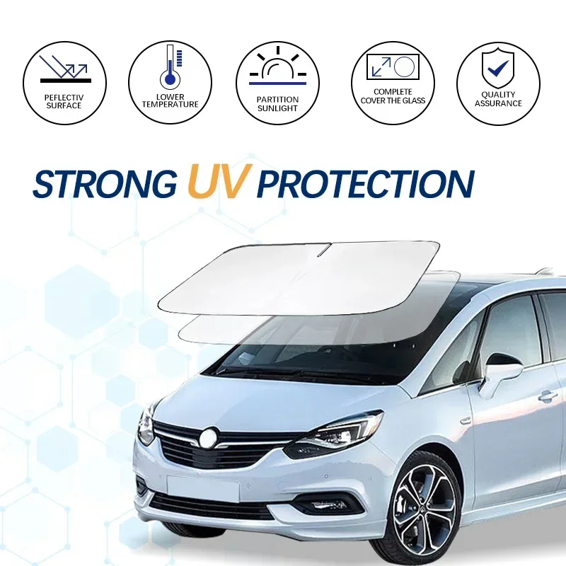 Фото Солнцезащитный экран для лобового стекла Opel Zafira OPC Zafira C, складной козырек от солнца, блокирует ультрафиолетовые лучи, сохраняет прохладу в автомобиле. №2