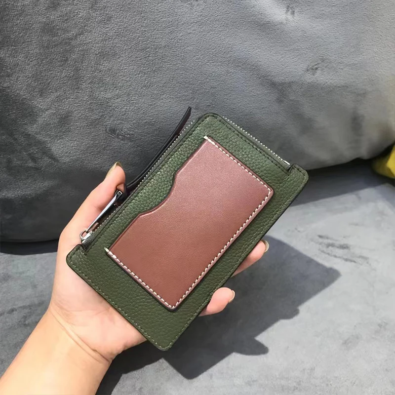 Кошелек женский из натуральной кожи лоскутный с несколькими карманами для