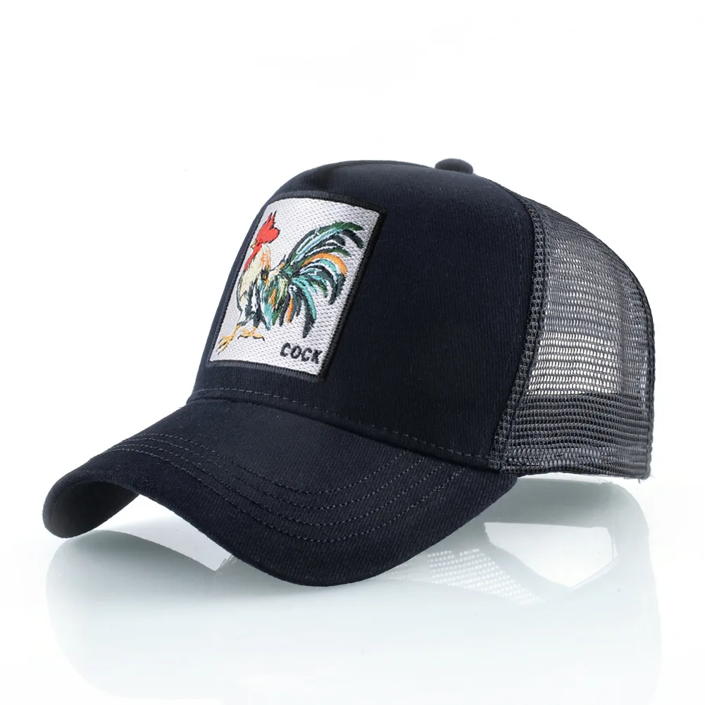 Mesh Summer Baseball Cap for Men Snapback Hats Animals Cock Rooster Embroidery Sun Visor Caps Man Trucker Hat