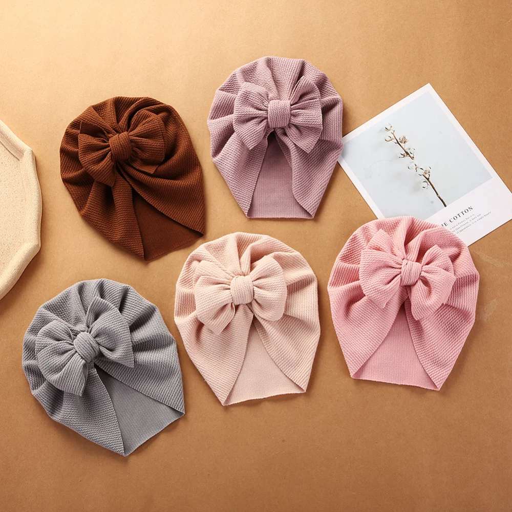 

2022 Winter Cute Newborn Baby Hats Knot Turban Fabric Thick Ear Warmer Infant Indian Hat for Boys Girls Soft Hat Beanies