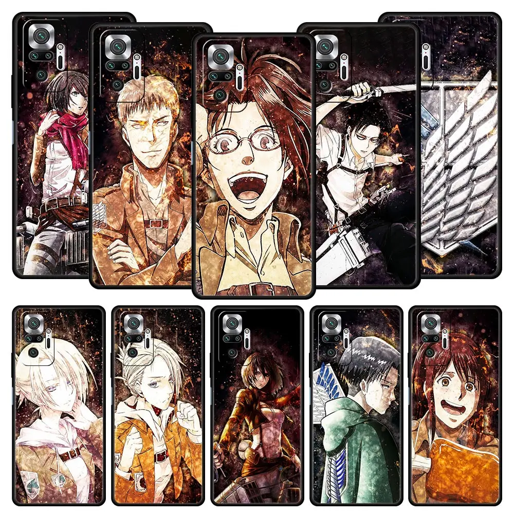 

Attack on Titan For Xiaomi Redmi Note 10 11 9 8 Pro Phone Case 9S 7 8T 9T 9A 8A 9C K50 K40 Gaming 11T 5G Soft TPU Silicone Cover