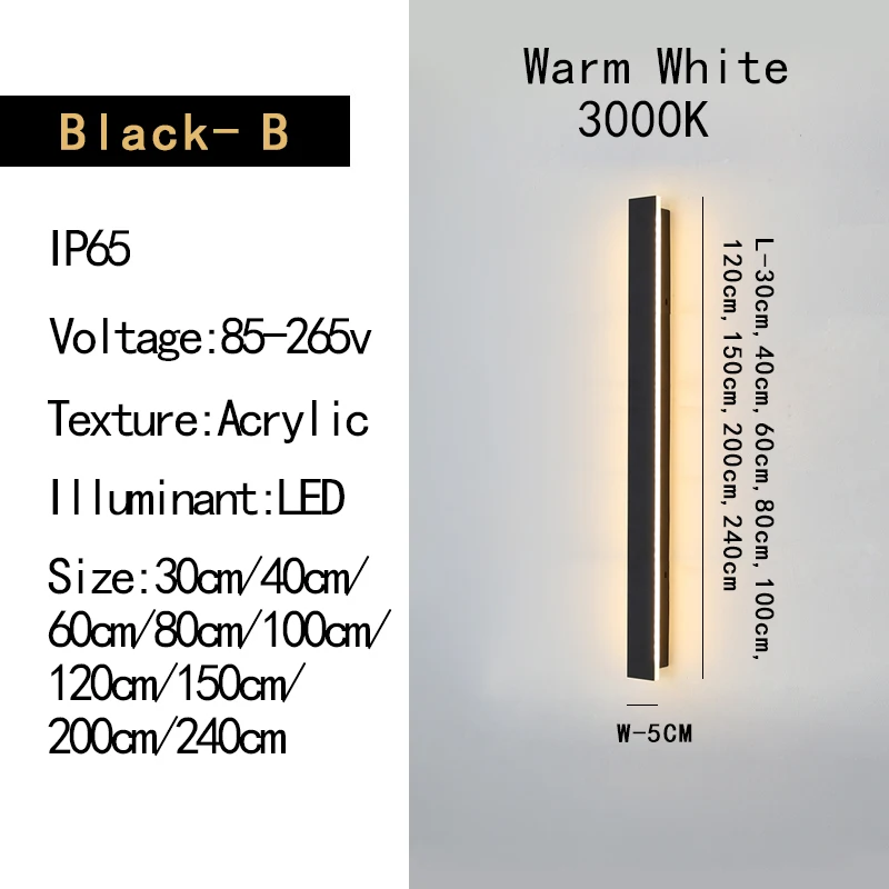 

Длинный настенный светильник, наружное освещение, водонепроницаемый, IP65LED, сад, деревенская вилла, балконный светильник, внутренняя стена, спальня, гостиная, светильник