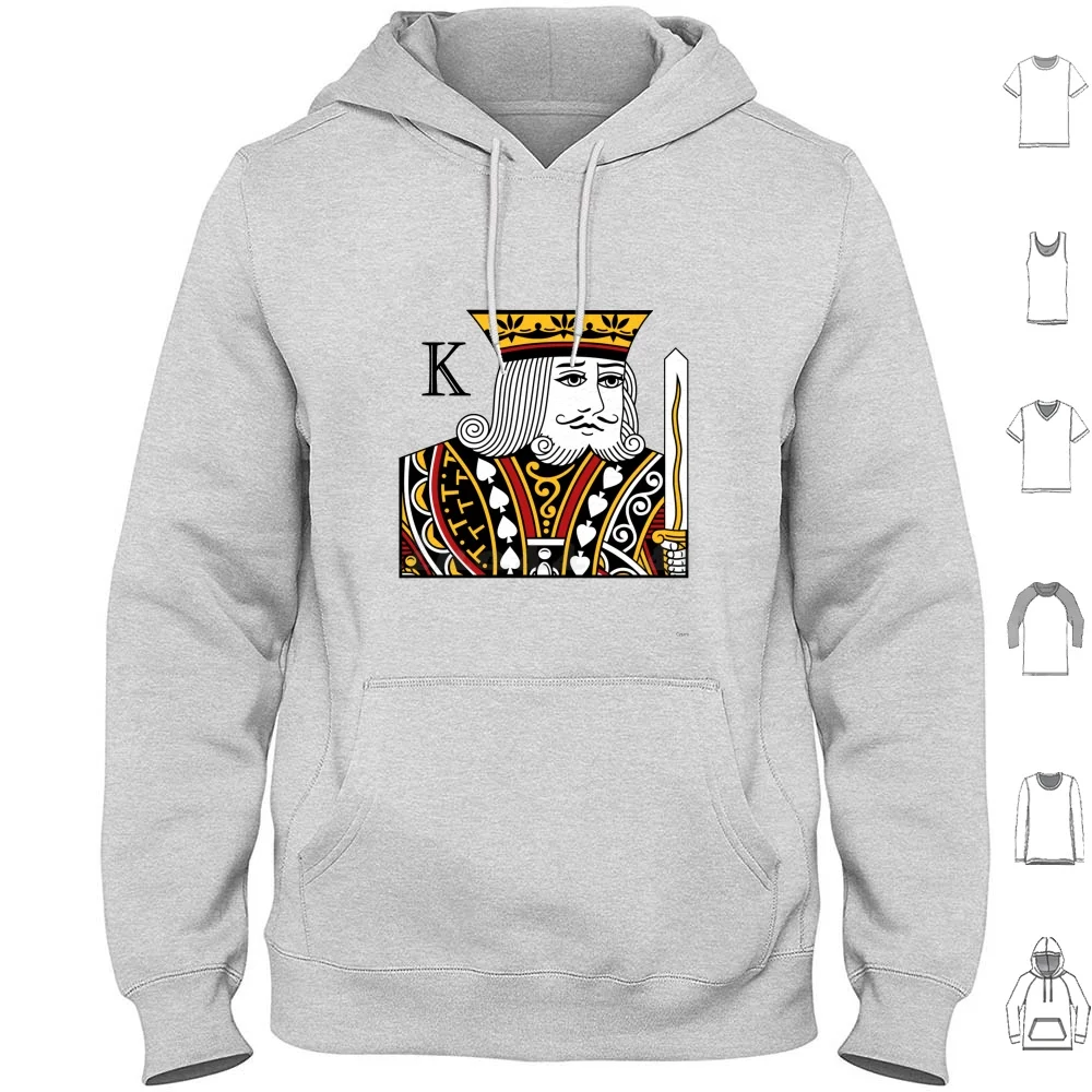 

Толстовка с капюшоном для карт и игр, хлопковая кофта с длинным рукавом, с изображением королевы сердец, пик, королевы, короля, покера, черног...