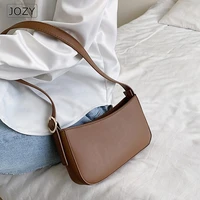 cute solid color small pu leather shoulder bags for women 2022 hit simple handbags and purses female travel totes classic retro