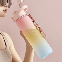 1l sports water bottle outdoor travel portable leakproof drinkware plastic bottle with time stamp direct drinking water bottle
