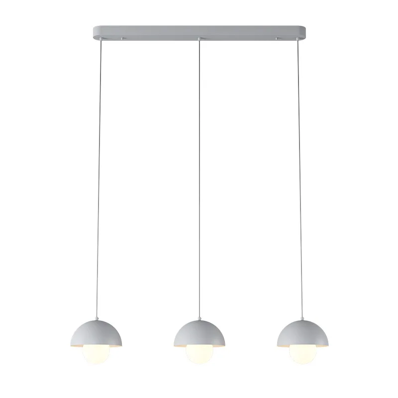 

Nordic Chrome Finish Cord Hanging Bar Lamp 3 Heads Bedroom Bedside Lamp LED Thri-color Light Led Chandelier for Dining Room