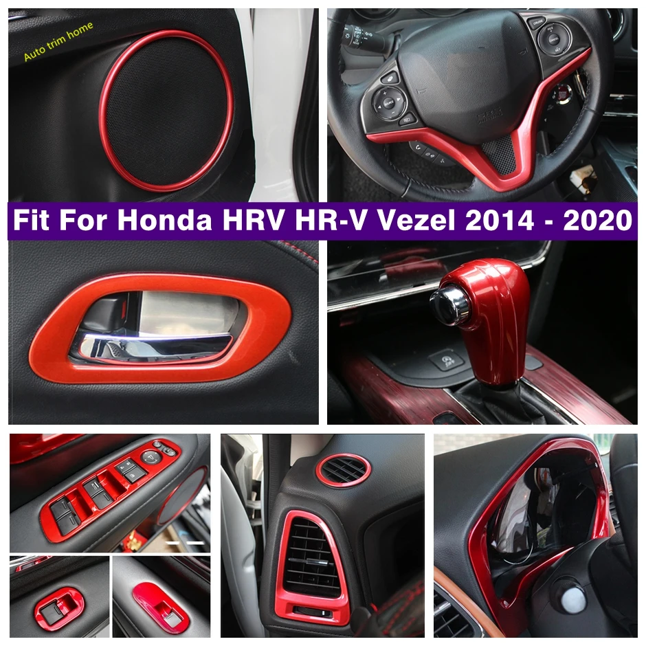 

Red Interior Accessories Door Speaker Glass Lift Button Panel Air AC Gear Konb Cover Trim For Honda HRV HR-V Vezel 2014 - 2020