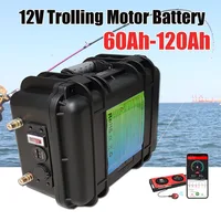 Waterproof IP67 12V 60Ah 80Ah 100Ah 120Ah Lifepo4 Battery with BMS 100A  for Trolling Motor Solar System+14.6v 10A Charger