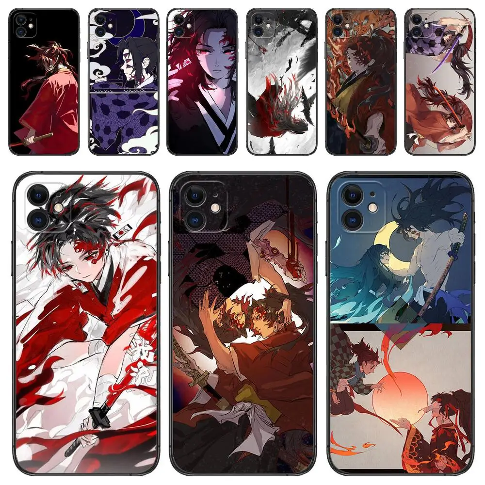 

Demon Slayer Yoriichi Black TPU Phone Case for IPhone 14 13 12 11 Pro Max Mini SE XR X XS Max 8Plus 7plus New Shell Phone Cover