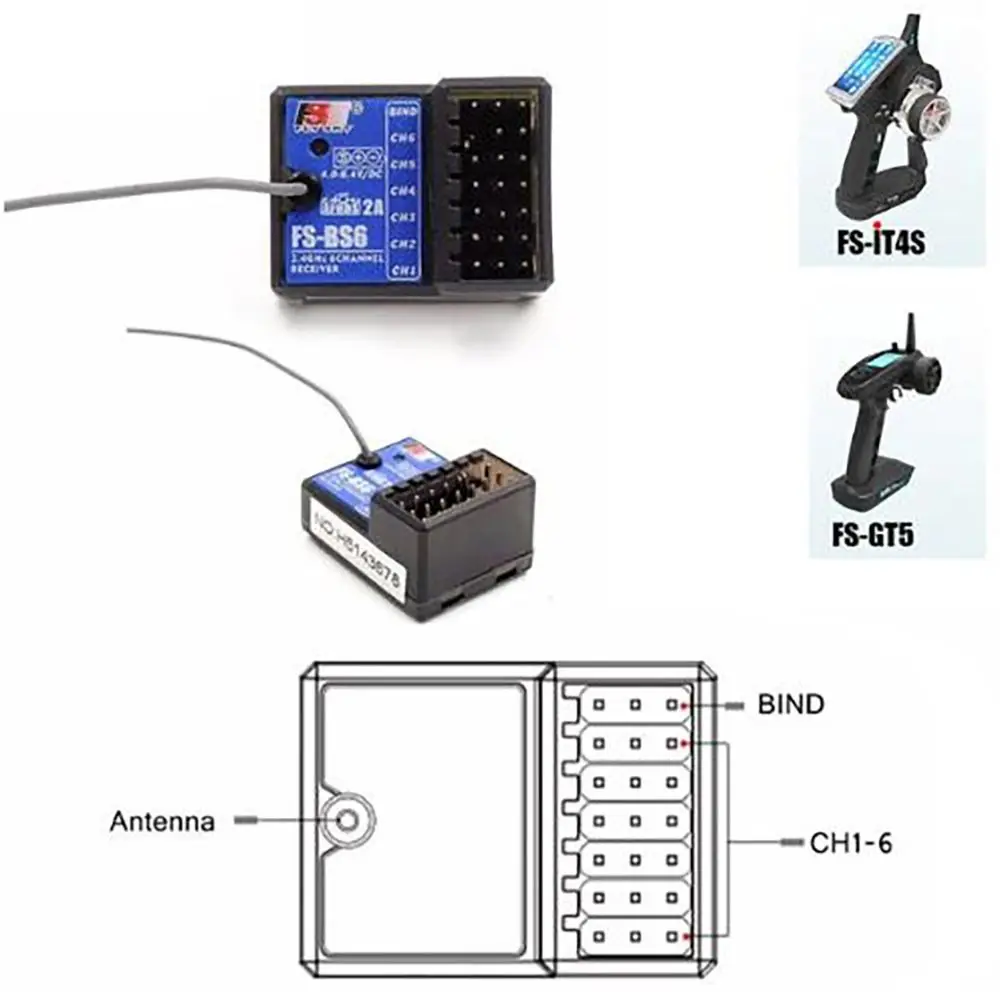 

2.4G Receiver Long Range Transmitter FS-IT4S/ FS-GT5 Transmitter For Flysky FS-BS6 BS3 BS4 Receiver
