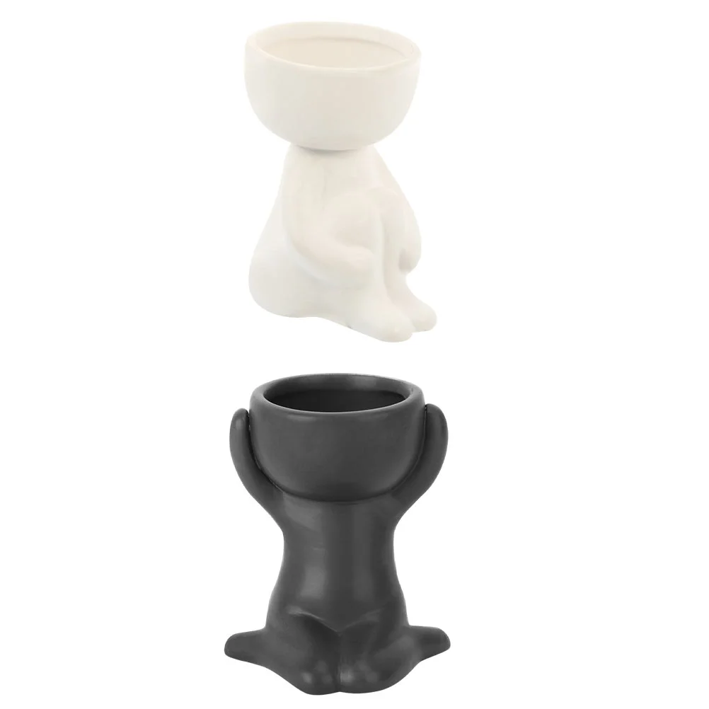 

2pcs Flowerpots Ceramic Flower Pot Ceramic Planter Human Shaped Flower Pot for Decor Party