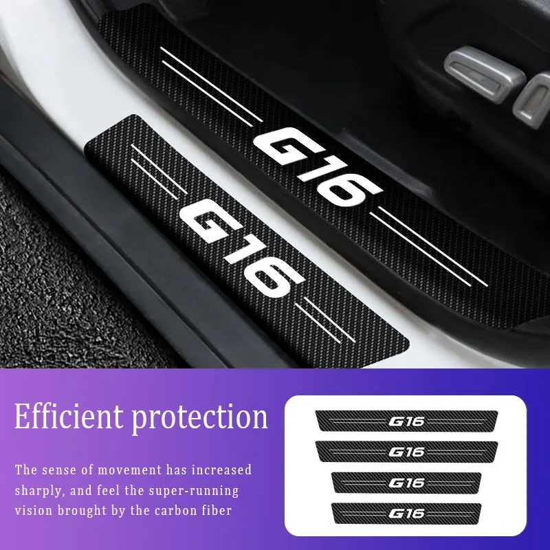 

4x Sill Protector Stickers Scuff Plate Carbon Fiber For BMW G16 8 Series Logo Anti Scratch Stickers Car Door Thresh Accessories