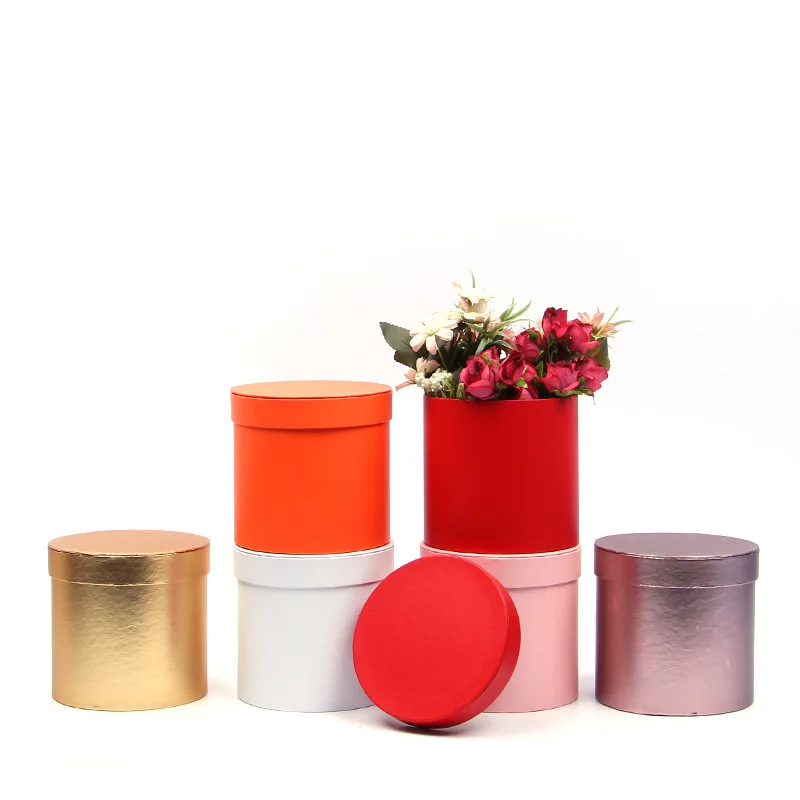 

Round Floral Boxes Women Flower Packaging Paper Bag With Lid For Florist Bouquet Flower Packaging Box Gift Party Storage Boxes