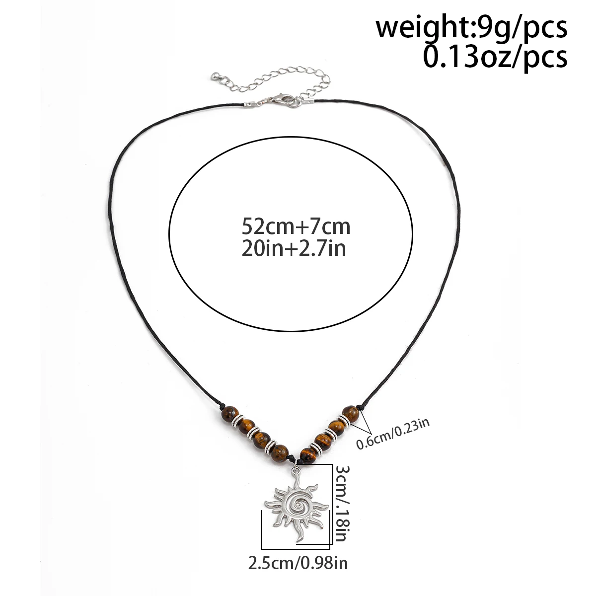 Мужское ожерелье из тигрового глаза