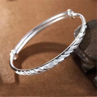 s999 sterling silver round belly meteor shower bangle for women ethnic fashion jewelry boutique luxury engagement gift