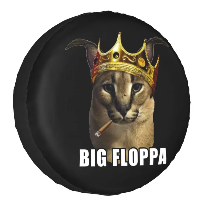 

Big Floppa King Crown Poppa Meme Spare Tire Cover Case Bag for Jeep Hummer Car Wheel Protectors Accessories