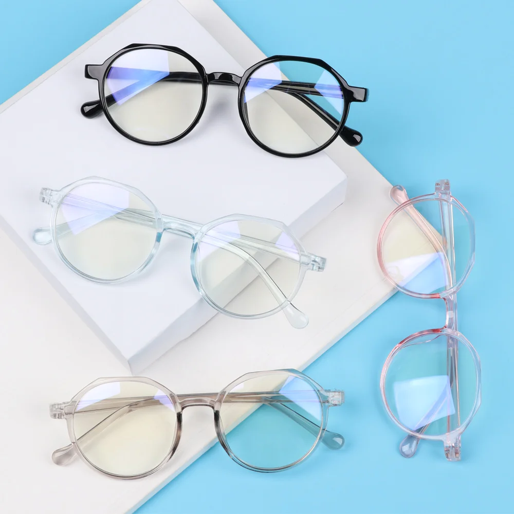 

Retro Round Frame Plain Glasses Blue Plating Film Glasses All Can Match Men Women Fashion Blue Light Blocking Glasses Eyewear