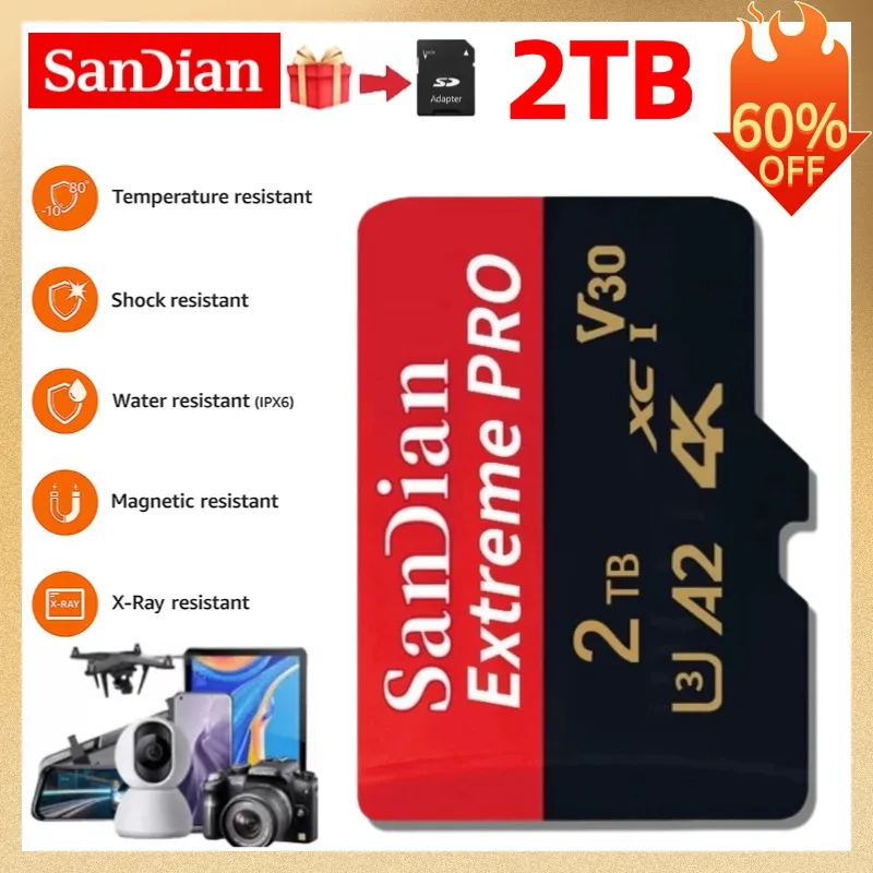 100% оригинал 1 ТБ 2 Micro TF SD-карта Mini SD Class10 128 ГБ 256 512 высокоскоростная запись