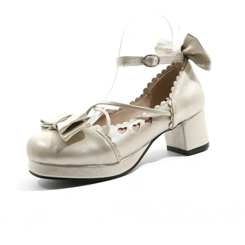 Женские туфли QPLYXCO из искусственной кожи на среднем квадратном каблуке с круглым