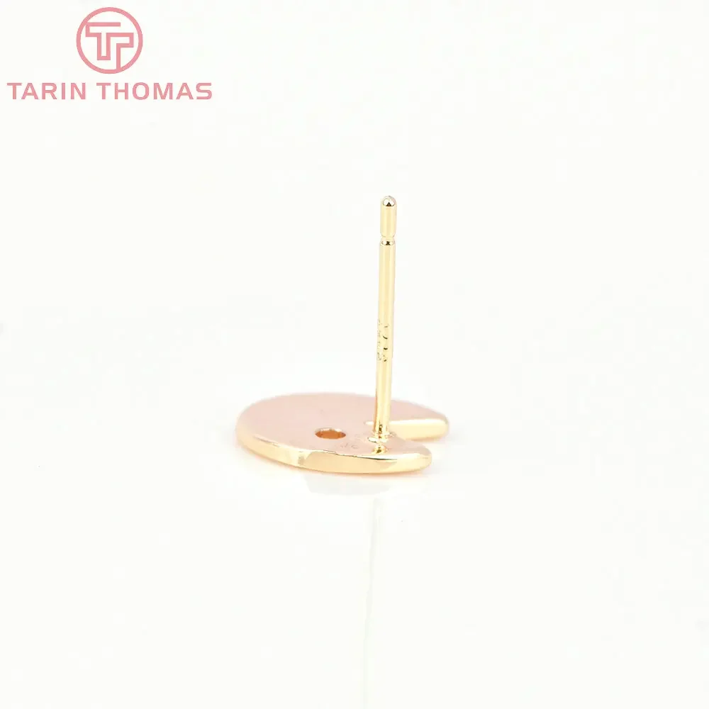 (7432) 6 шт. 9 7x9 5 мм 24-каратного золота латунные полукруглые серьги-гвоздики с рыбьей