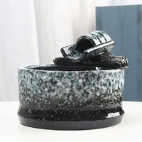 Auto Cat Water Fountain For Pets Water Dispenser Retro Ceramics Frog CATS Feeder Courtyard Decoration Dogs Drinking Drink Bowls