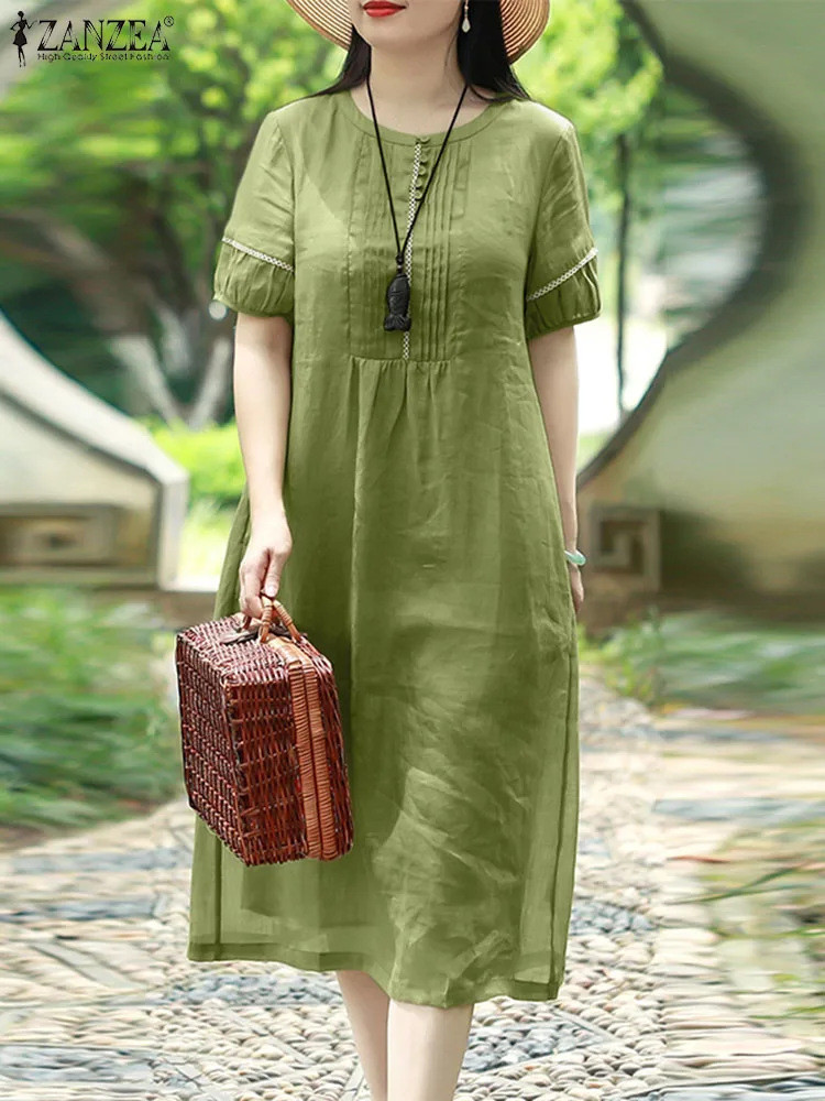 Платье ZANZEA женское с пышными рукавами