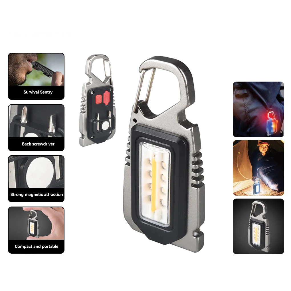 

Keychain LED Flashlight Pocket Outdoors Rechargeable Torch 3 Modes Lamp